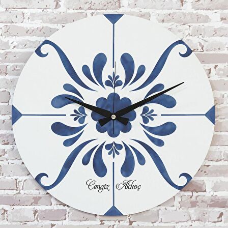 Kişiye Özel Çini Desenli Hediye Saat 33cm  KA02-1693