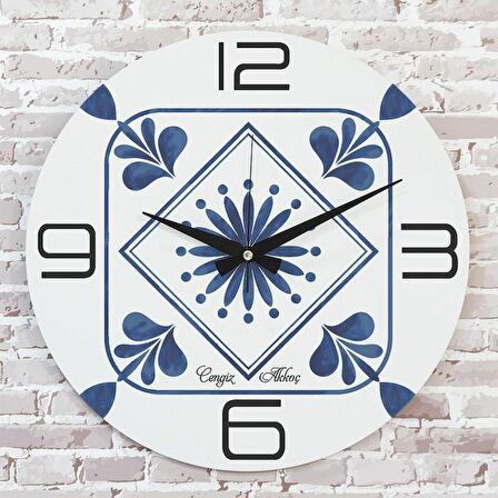 Kişiye Özel Çini Desenli Hediye Saat 33cm  KA02-1694