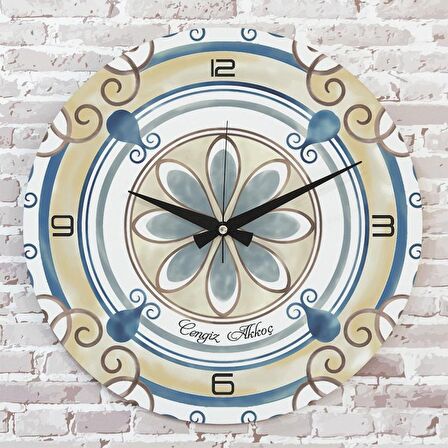 Kişiye Özel Çini Desenli Hediye Saat 33cm  KA02-1698