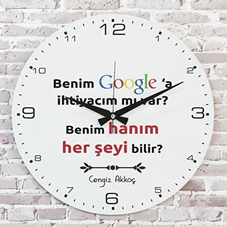 Kişiye Özel Google’a ihtiyacım mı var_ Tasarımlı Hediye Saat 33cm  KA02-1704