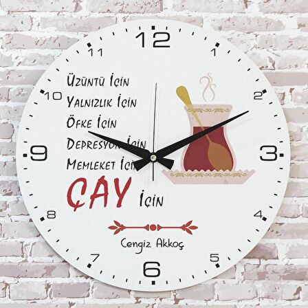 Kişiye Özel Çay İçin Tasarımlı Hediye Saat 33cm  KA02-1711