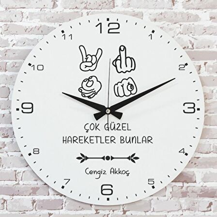 Kişiye Özel Çok Güzel Hareketler Bunlar Tasarımlı Hediye Saat 33cm  KA02-1714