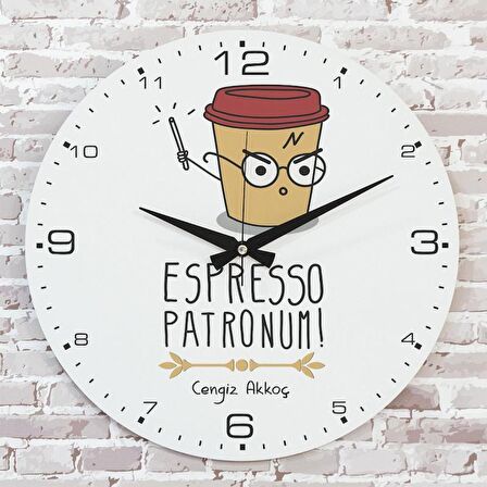 Kişiye Özel Espresso Patronum Tasarımlı Hediye Saat 33cm  KA02-1716
