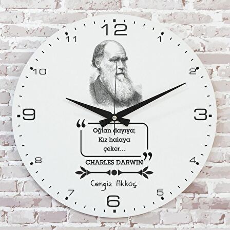 Kişiye Özel Charles Darwin Tasarımlı Hediye Saat 33cm  KA02-1717