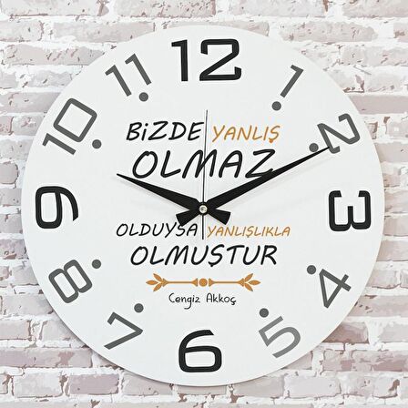 Kişiye Özel Bizde Yanlış Olmaz Tasarımlı Hediye Saat 33cm  KA02-1729