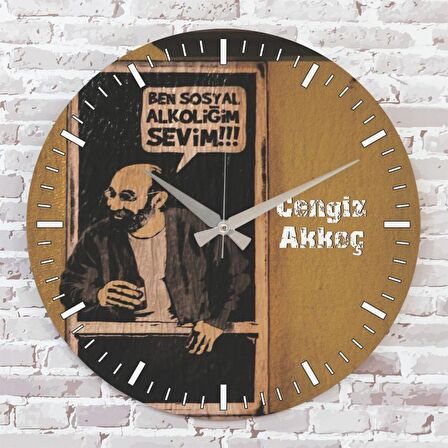 Kişiye Özel Ben sosyal alkoliğim Tasarımlı Hediye Saat 33cm  KA02-1736