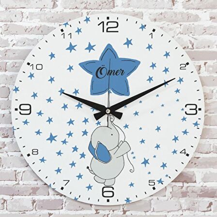 Kişiye Özel Çocuk Odası Hediyesi Ahşap Saat 33cm  KA02-1752