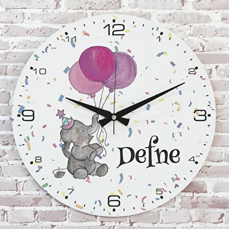 Kişiye Özel Çocuk Odası Hediyesi Ahşap Saat 33cm  KA02-1755