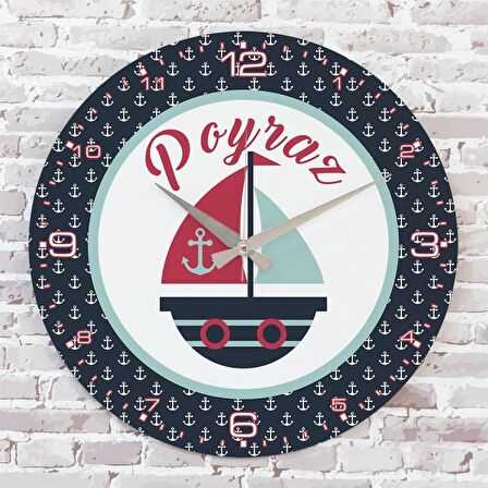 Kişiye Özel Çocuk Odası Hediyesi Ahşap Saat 33cm  KA02-1756