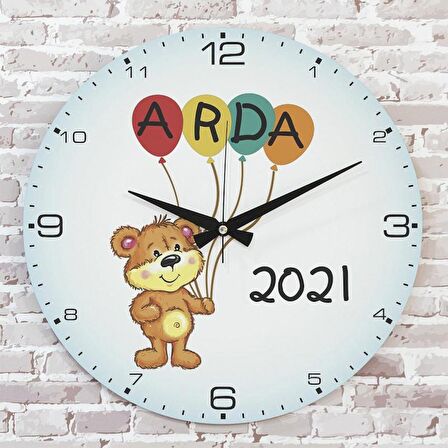 Kişiye Özel Çocuk Odası Hediyesi Ahşap Saat 33cm  KA02-1766