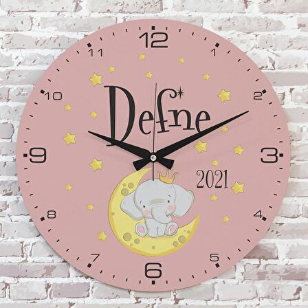 Kişiye Özel Çocuk Odası Hediyesi Ahşap Saat 33cm  KA02-1767