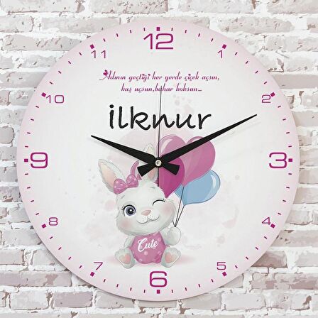 Kişiye Özel Çocuk Odası Hediyesi Ahşap Saat 33cm  KA02-1791