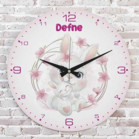 Kişiye Özel Çocuk Odası Hediyesi Ahşap Saat 33cm  KA02-1792