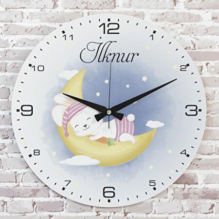Kişiye Özel Çocuk Odası Hediyesi Ahşap Saat 33cm  KA02-1796