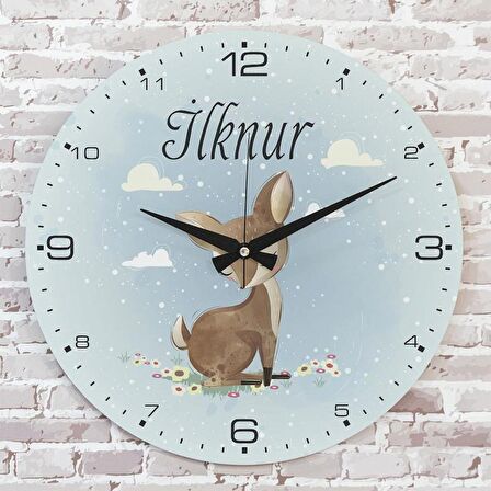 Kişiye Özel Çocuk Odası Hediyesi Ahşap Saat 33cm  KA02-1798