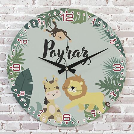 Kişiye Özel Çocuk Odası Hediyesi Ahşap Saat 33cm  KA02-1803