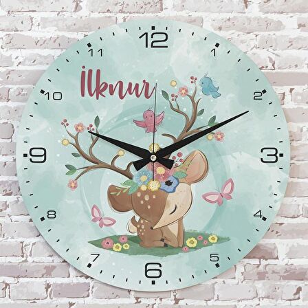 Kişiye Özel Çocuk Odası Hediyesi Ahşap Saat 33cm  KA02-1804