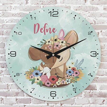 Kişiye Özel Çocuk Odası Hediyesi Ahşap Saat 33cm  KA02-1805
