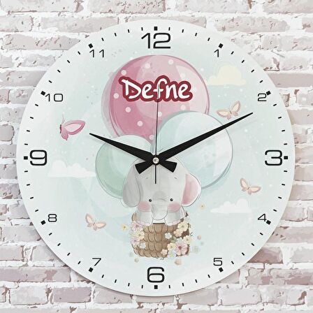 Kişiye Özel Çocuk Odası Hediyesi Ahşap Saat 33cm  KA02-1807