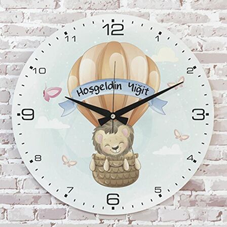 Kişiye Özel Çocuk Odası Hediyesi Ahşap Saat 33cm  KA02-1808
