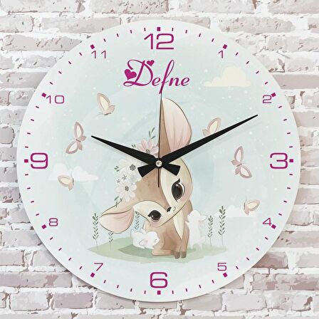 Kişiye Özel Çocuk Odası Hediyesi Ahşap Saat 33cm  KA02-1810