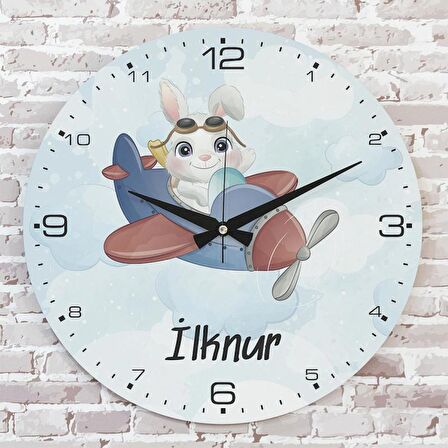 Kişiye Özel Çocuk Odası Hediyesi Ahşap Saat 33cm  KA02-1813
