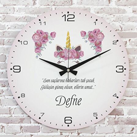 Kişiye Özel Çocuk Odası Hediyesi Ahşap Saat 33cm  KA02-1814