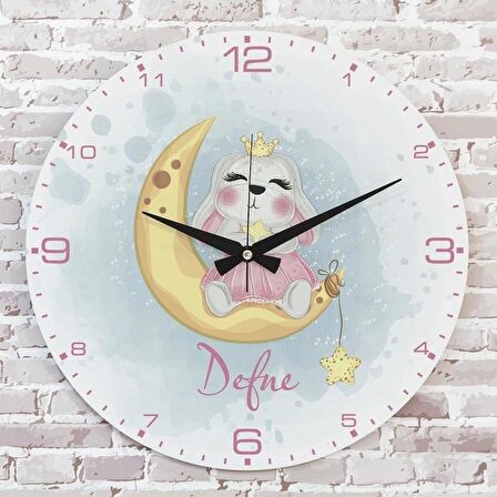Kişiye Özel Çocuk Odası Hediyesi Ahşap Saat 33cm  KA02-1816