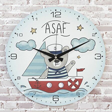 Kişiye Özel Çocuk Odası Hediyesi Ahşap Saat 33cm  KA02-1817