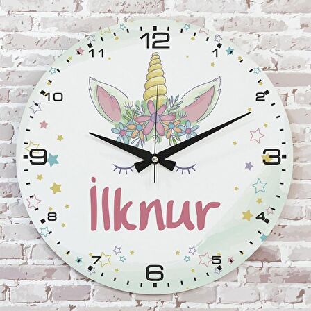Kişiye Özel Çocuk Odası Hediyesi Ahşap Saat 33cm  KA02-1818
