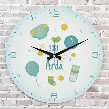 Kişiye Özel Çocuk Odası Hediyesi Ahşap Saat 33cm  KA02-1822