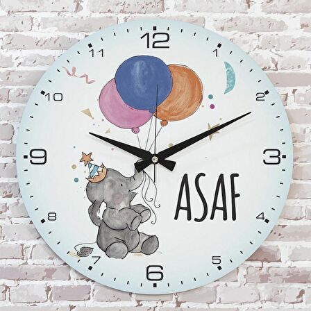 Kişiye Özel Çocuk Odası Hediyesi Ahşap Saat 33cm  KA02-1823