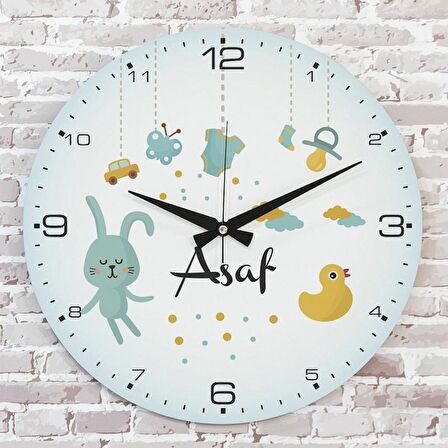 Kişiye Özel Çocuk Odası Hediyesi Ahşap Saat 33cm  KA02-1826