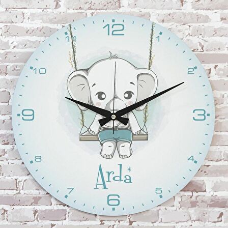 Kişiye Özel Çocuk Odası Hediyesi Ahşap Saat 33cm  KA02-1832