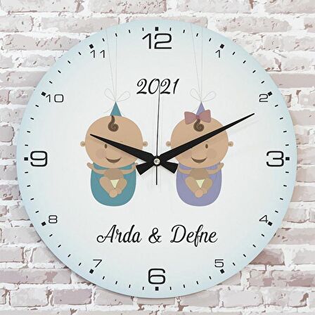 Kişiye Özel Çocuk Odası Hediyesi Ahşap Saat 33cm  KA02-1834