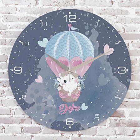Kişiye Özel Çocuk Odası Hediyesi Ahşap Saat 33cm  KA02-1837