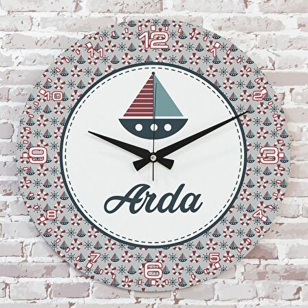 Kişiye Özel Çocuk Odası Hediyesi Ahşap Saat 33cm  KA02-1840