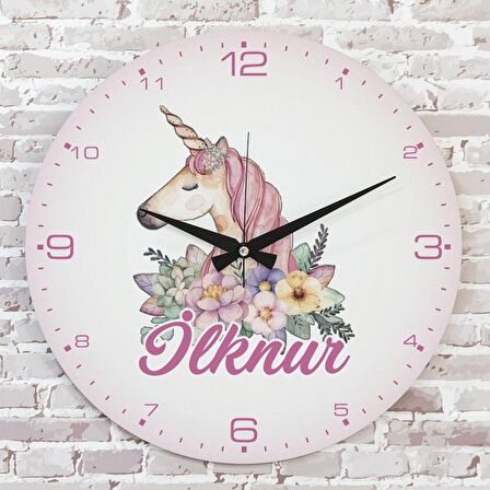 Kişiye Özel Çocuk Odası Hediyesi Ahşap Saat 33cm  KA02-1841