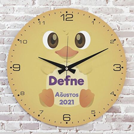 Kişiye Özel Çocuk Odası Hediyesi Ahşap Saat 33cm  KA02-1843
