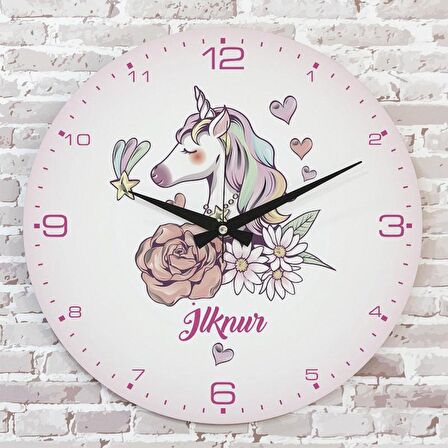 Kişiye Özel Çocuk Odası Hediyesi Ahşap Saat 33cm  KA02-1851