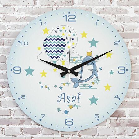 Kişiye Özel Çocuk Odası Hediyesi Ahşap Saat 33cm  KA02-1853