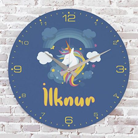 Kişiye Özel Çocuk Odası Hediyesi Ahşap Saat 33cm  KA02-1859