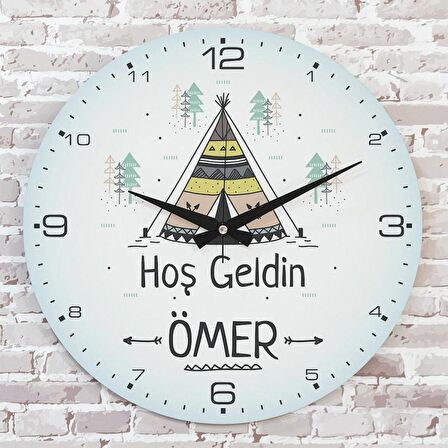 Kişiye Özel Çocuk Odası Hediyesi Ahşap Saat 33cm  KA02-1861