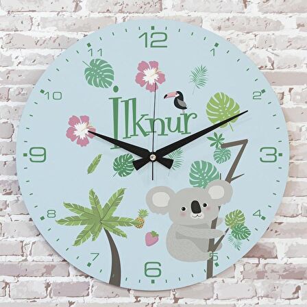 Kişiye Özel Çocuk Odası Hediyesi Ahşap Saat 33cm  KA02-1863