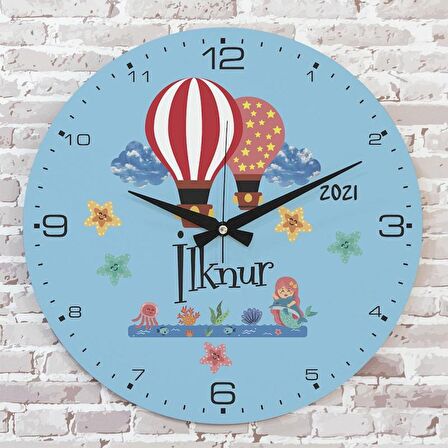 Kişiye Özel Çocuk Odası Hediyesi Ahşap Saat 33cm  KA02-1866