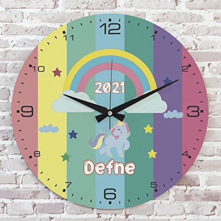 Kişiye Özel Çocuk Odası Hediyesi Ahşap Saat 33cm  KA02-1867