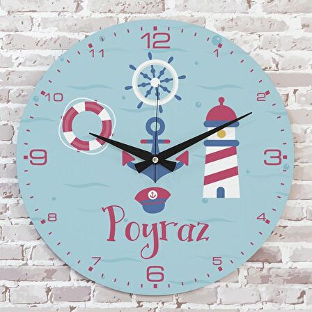 Kişiye Özel Çocuk Odası Hediyesi Ahşap Saat 33cm  KA02-1870