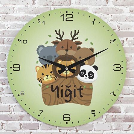 Kişiye Özel Çocuk Odası Hediyesi Ahşap Saat 33cm  KA02-1873