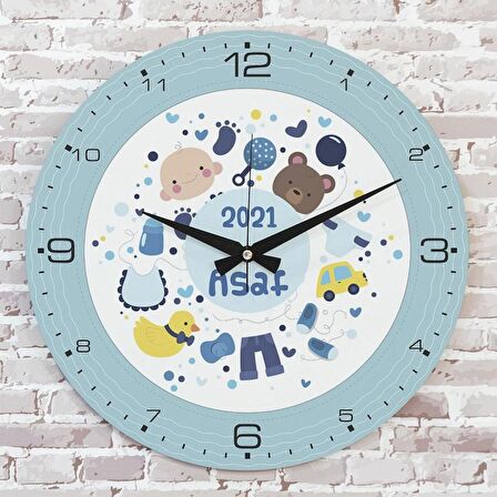 Kişiye Özel Çocuk Odası Hediyesi Ahşap Saat 33cm  KA02-1885