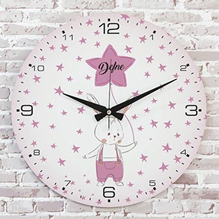 Kişiye Özel Çocuk Odası Hediyesi Ahşap Saat 33cm  KA02-1892